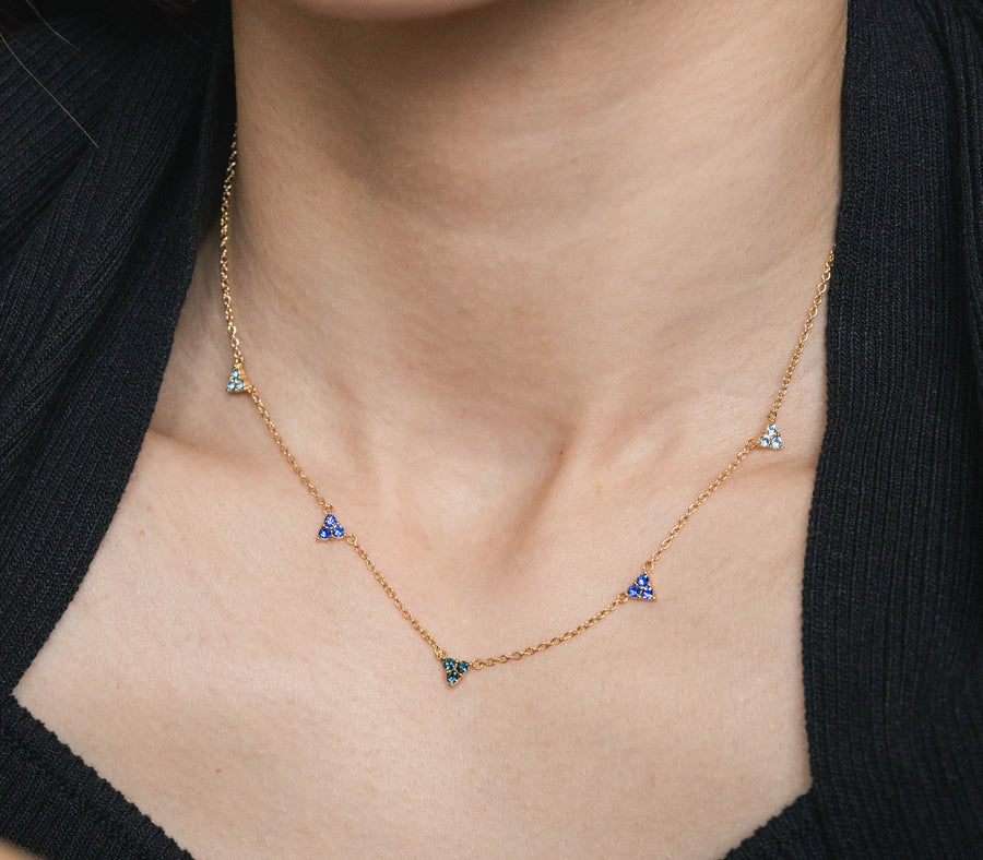 Gold Quinn Blue Ombre Necklace