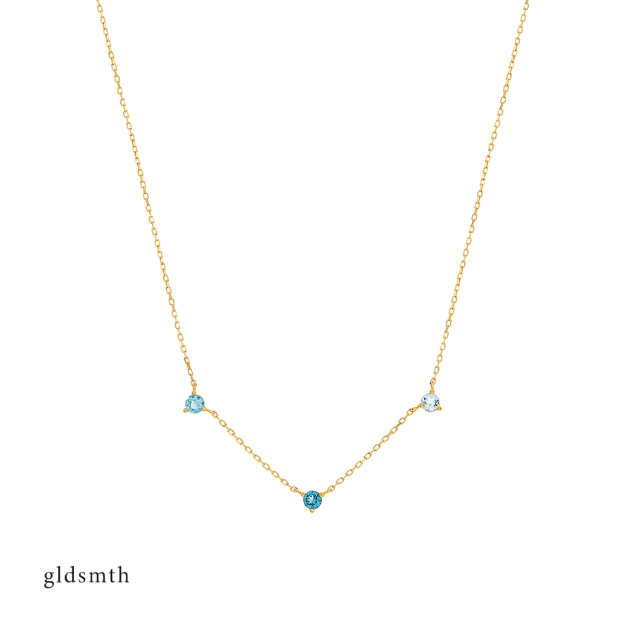 14k Gold Florence Blue Topaz Necklace