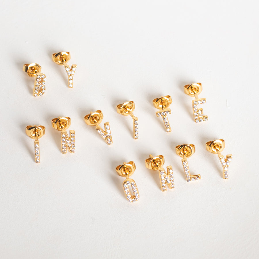 Gold Initial Cubic Studs