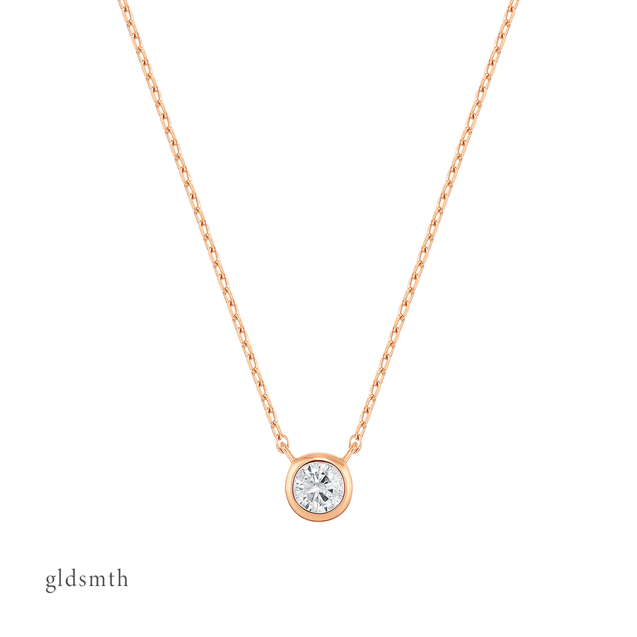 14k Rose Gold Diamond Bezel Necklace