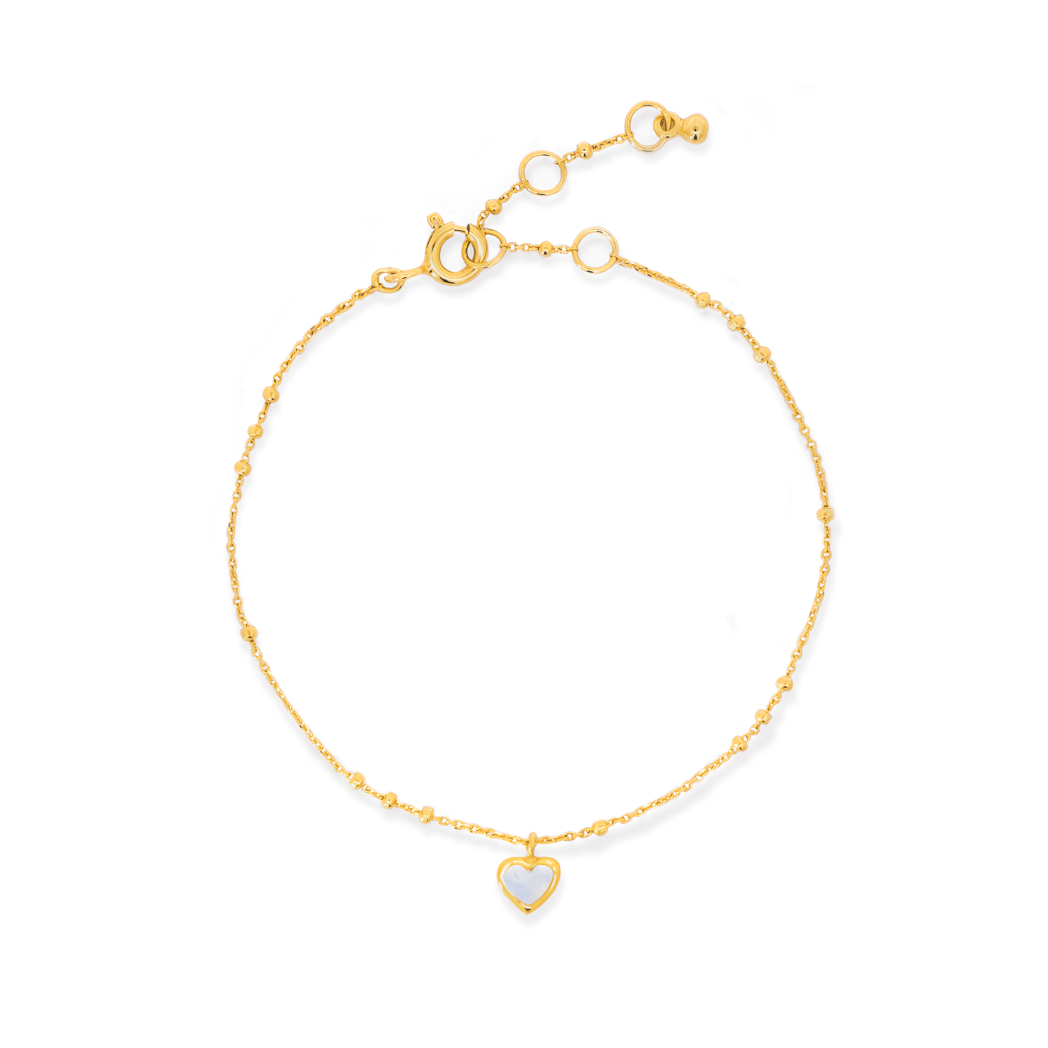 Charming and elegant bracelet in gold with moonstone pendant.