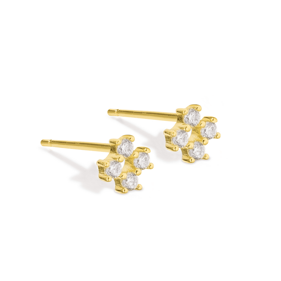 Elegant and dainty earrings in gold with cubic zirconia