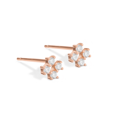 Elegant and dainty earrings in rose gold with cubic zirconia