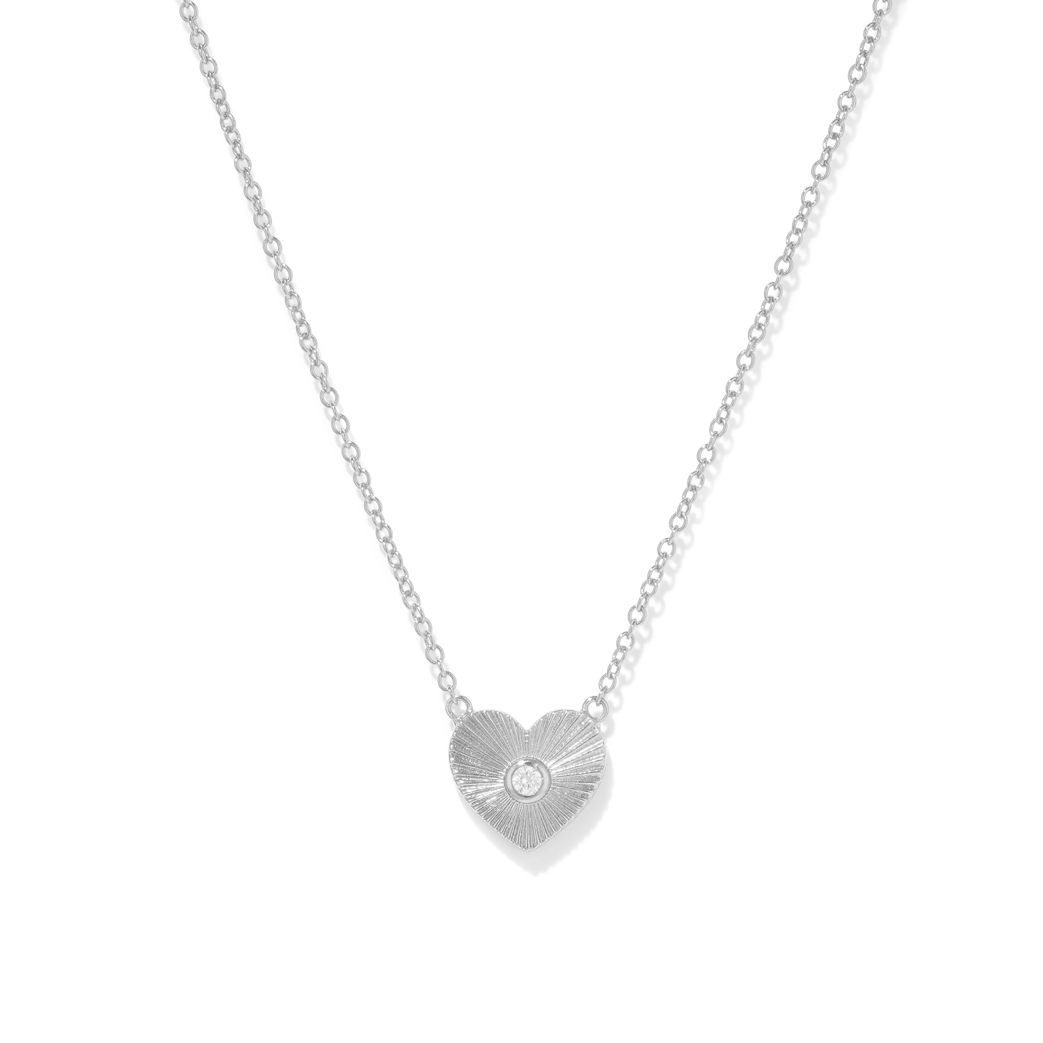Charming and romantic heart shaped necklace in silver with cubic zirconia 