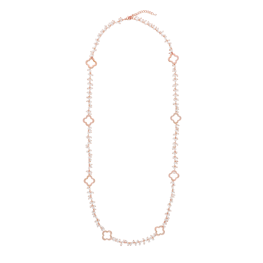 Rose Gold Casablanca Pearl and Moonstone Drape Necklace