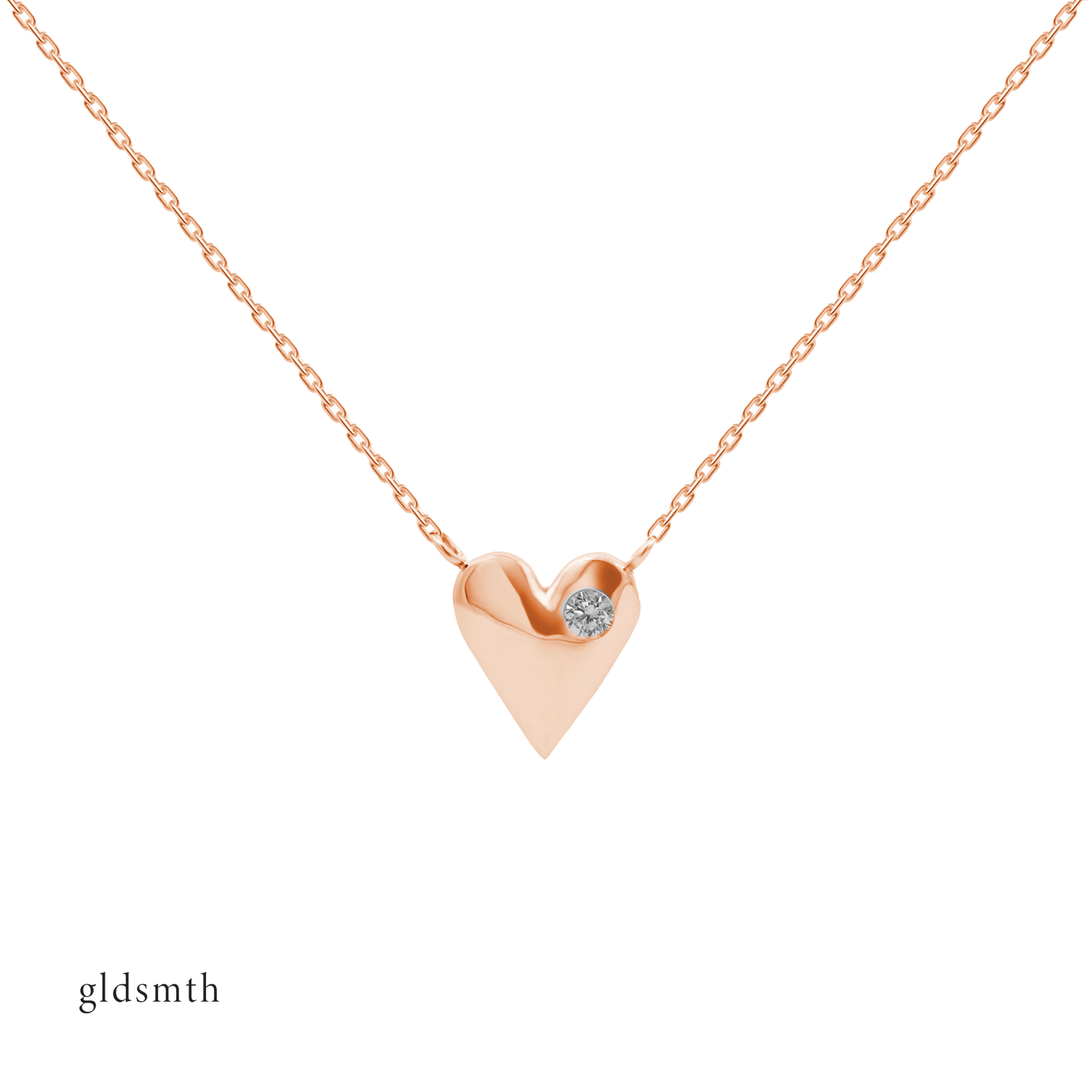 Elegant and fine handcrafted 10k solid rose gold necklace with conflict-free diamonds.