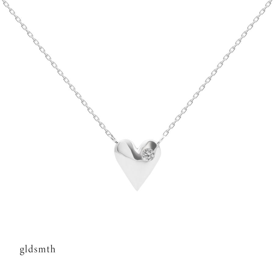 Elegant and fine handcrafted 10k solid white gold necklace with conflict-free diamonds.